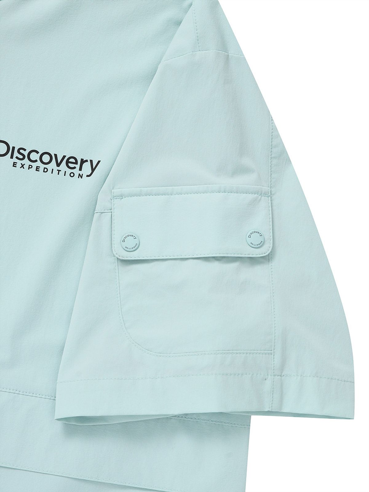 디스커버리 익스페디션(DISCOVERY EXPEDITION) 우븐 폴튼 반팔 후디드 아노락 (EMERALD GREEN)