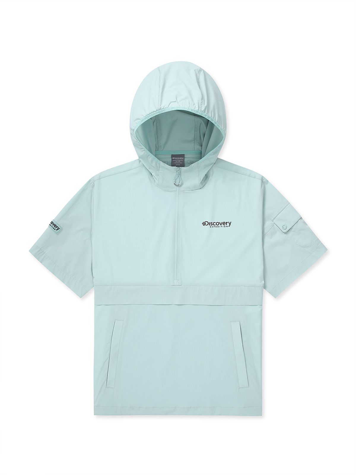 디스커버리 익스페디션(DISCOVERY EXPEDITION) 우븐 폴튼 반팔 후디드 아노락 (EMERALD GREEN)