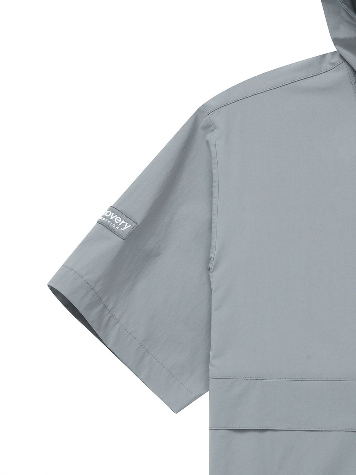 디스커버리 익스페디션(DISCOVERY EXPEDITION) 우븐 폴튼 반팔 후디드 아노락 (GREY)