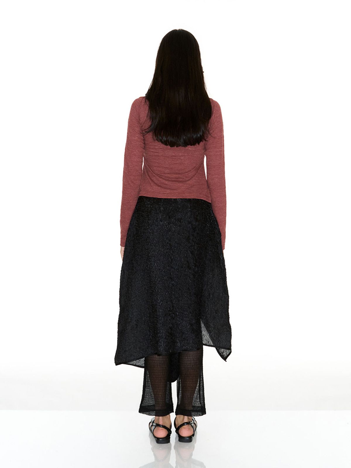 쎄쎄쎄(SETSETSET) SLIT SNAP T-SHIRT BRICK