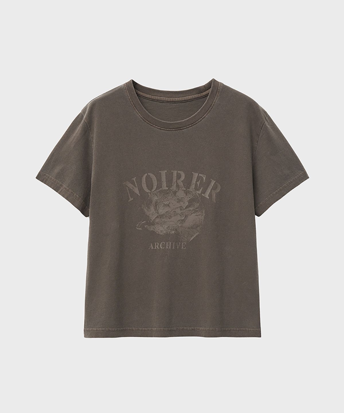 노이어 포 우먼(NOIRER FOR WOMAN) 아카이브 프린트 크롭 티셔츠 (애쉬드브라운)