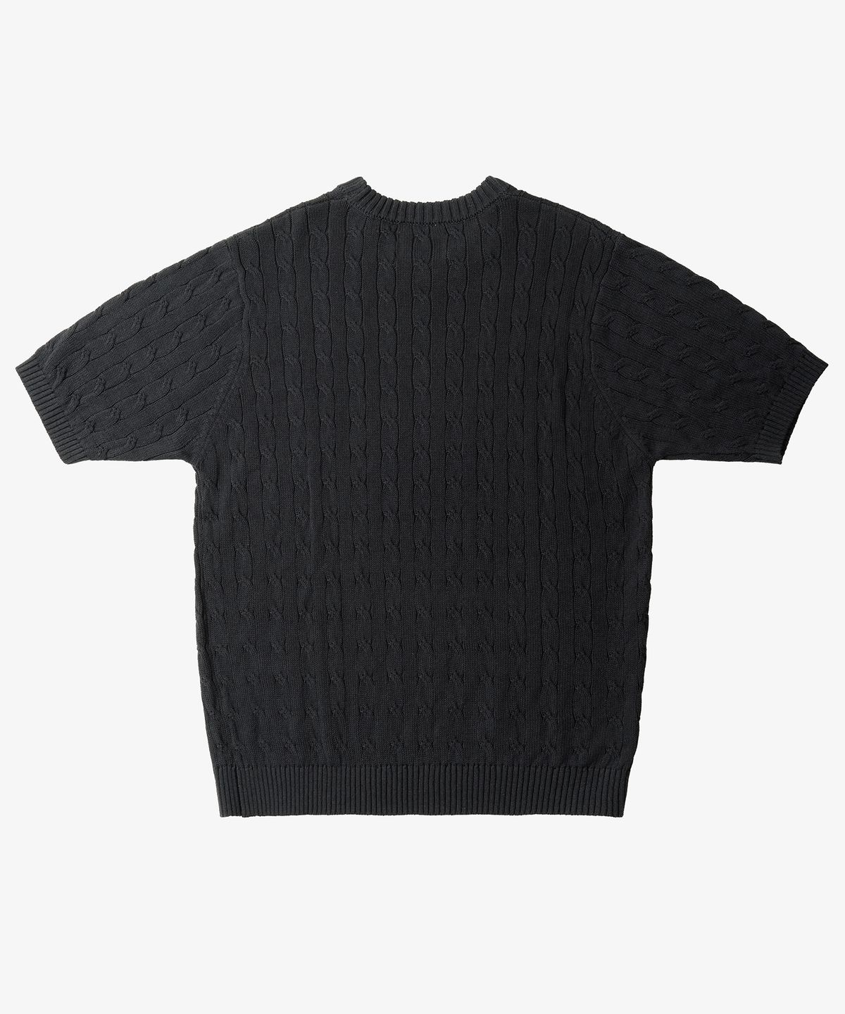 토피(TOFFEE) 클래식 케이블 라운드넥 하프 니트 (BLACK)