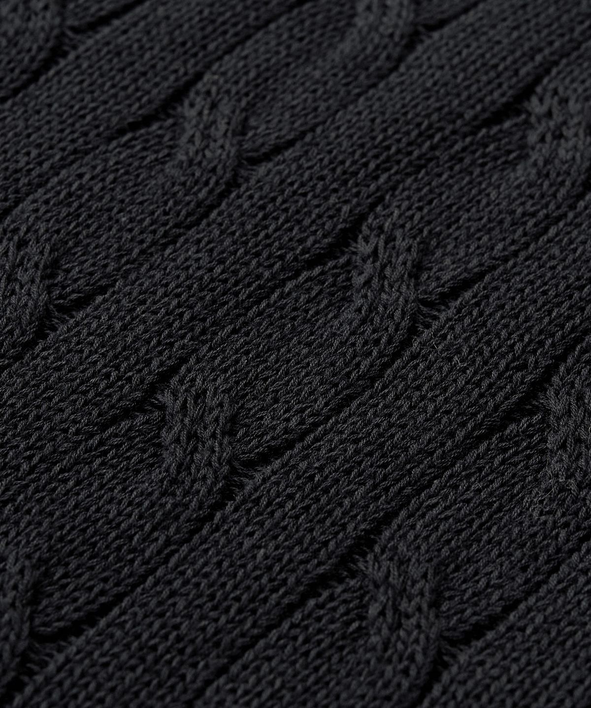 토피(TOFFEE) 클래식 케이블 라운드넥 하프 니트 (BLACK)
