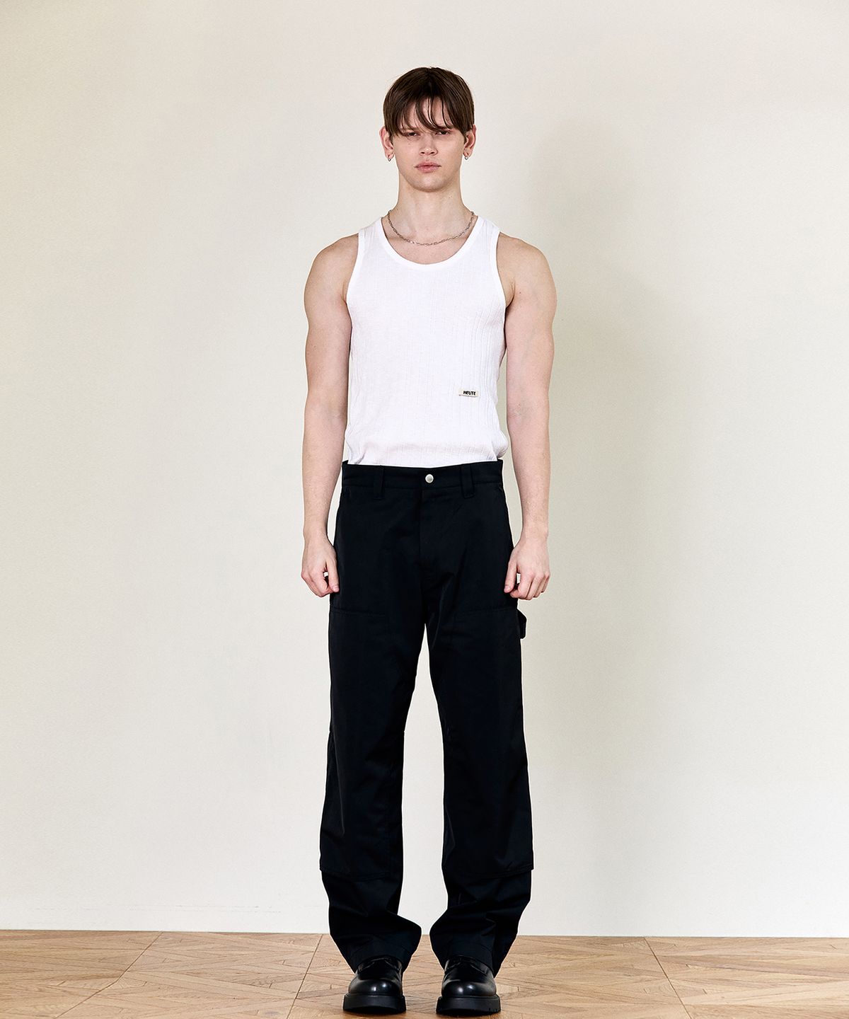 호이테(HEUTE) HET RIBBED SLEVELESS TOP (WHITE)