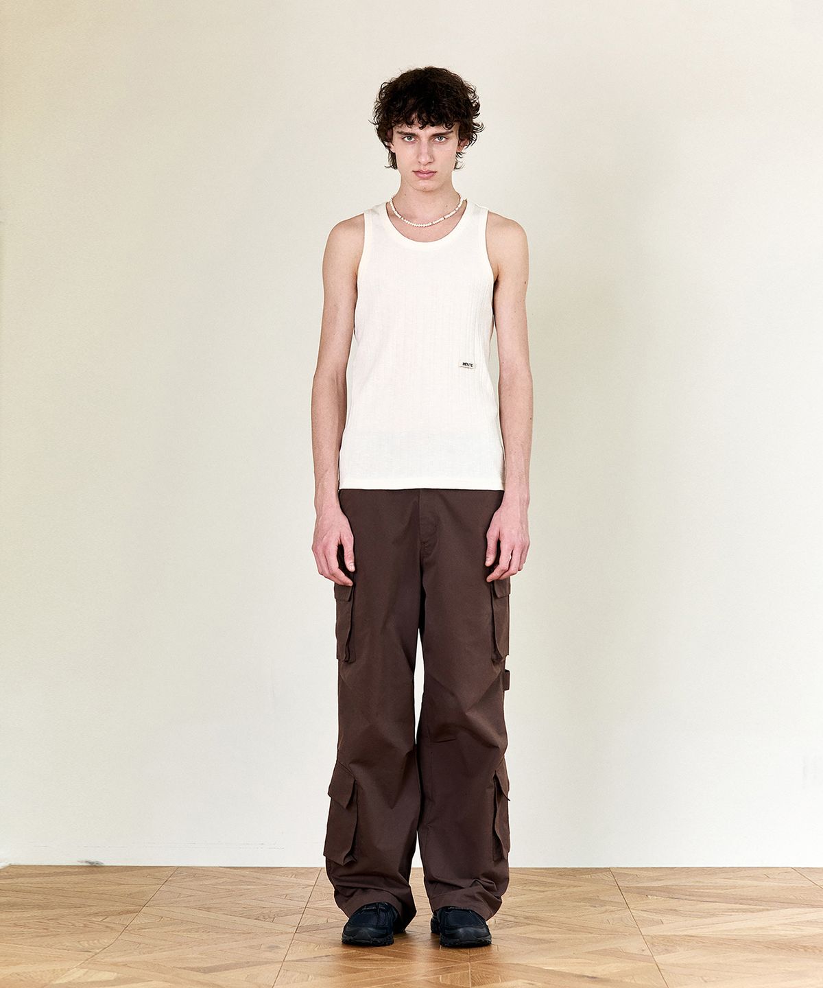 호이테(HEUTE) HET RIBBED SLEVELESS TOP (CREAM)
