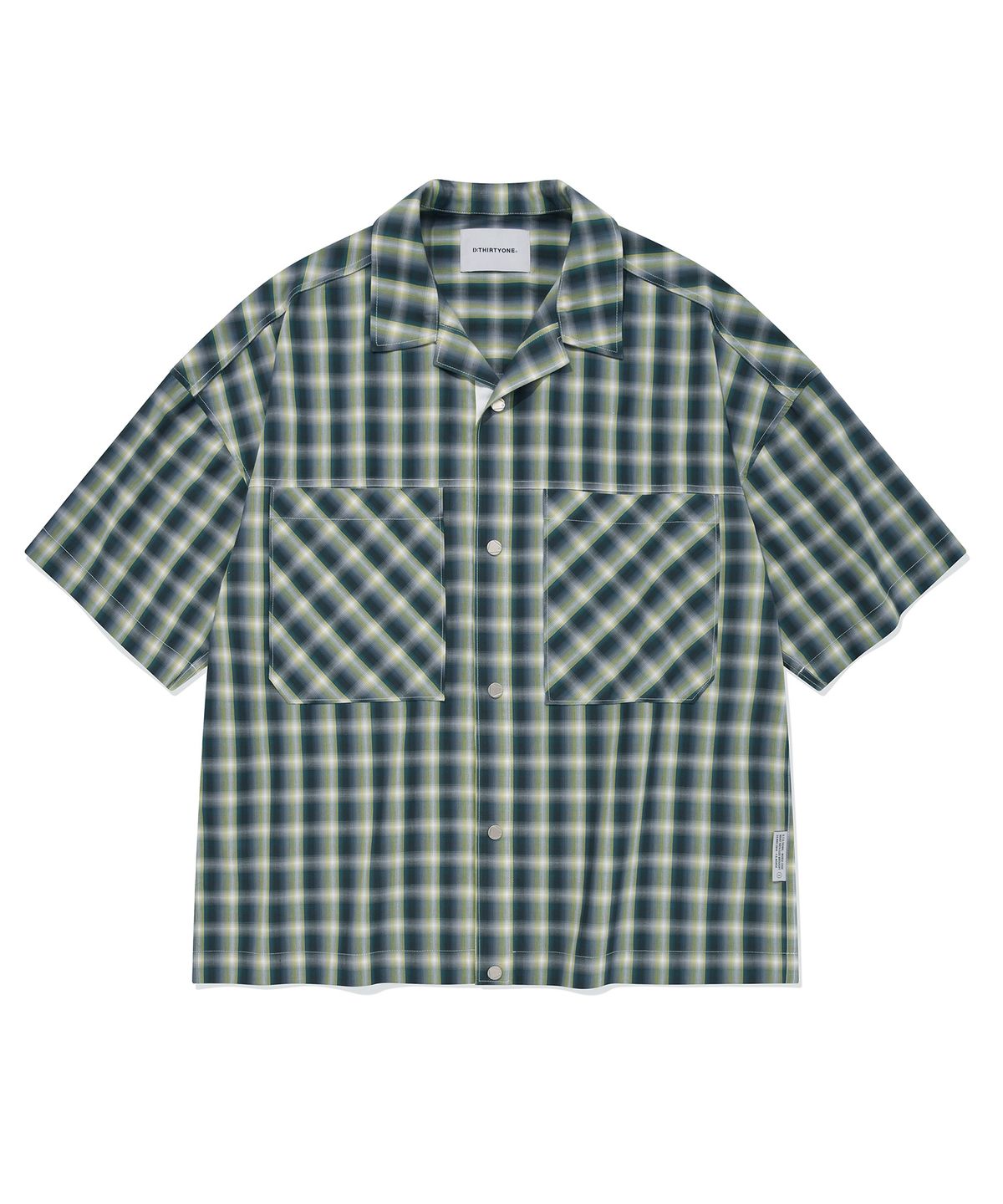 디써티원(DTHIRTYONE) Ombre Check Half Sleeve Shirt (TEAL GREEN)