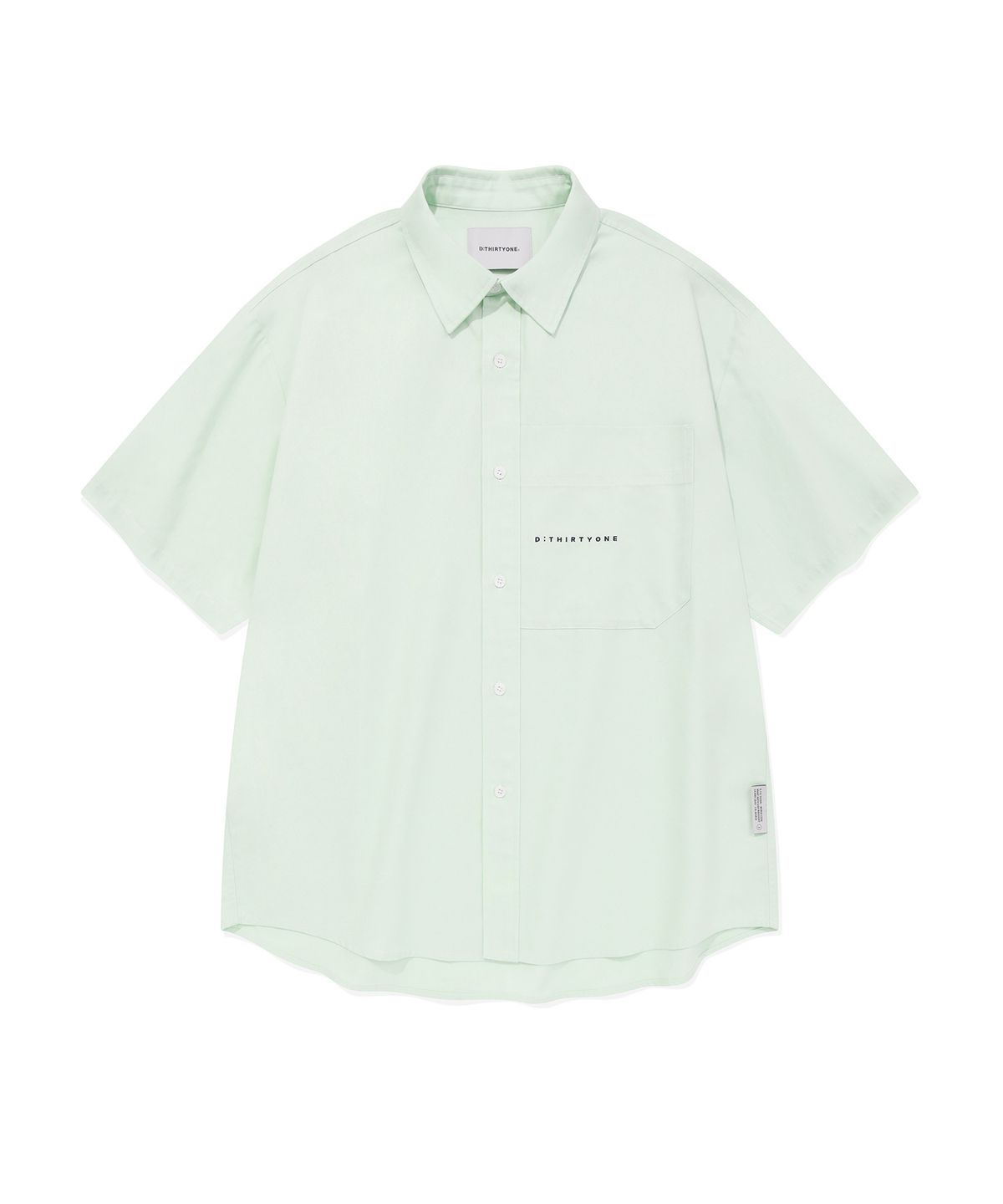 디써티원(DTHIRTYONE) Embroidered Half Sleeve Oxford Shirt (APPLE GREEN)