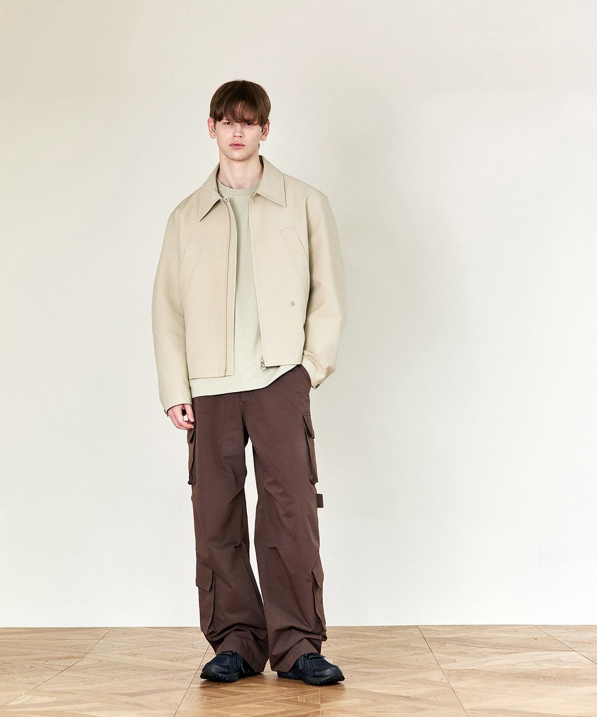 호이테(HEUTE) HET ZIPPED COTTON JACKET (BEIGE)