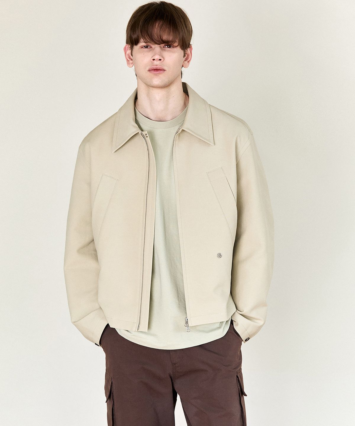 호이테(HEUTE) HET ZIPPED COTTON JACKET (BEIGE)