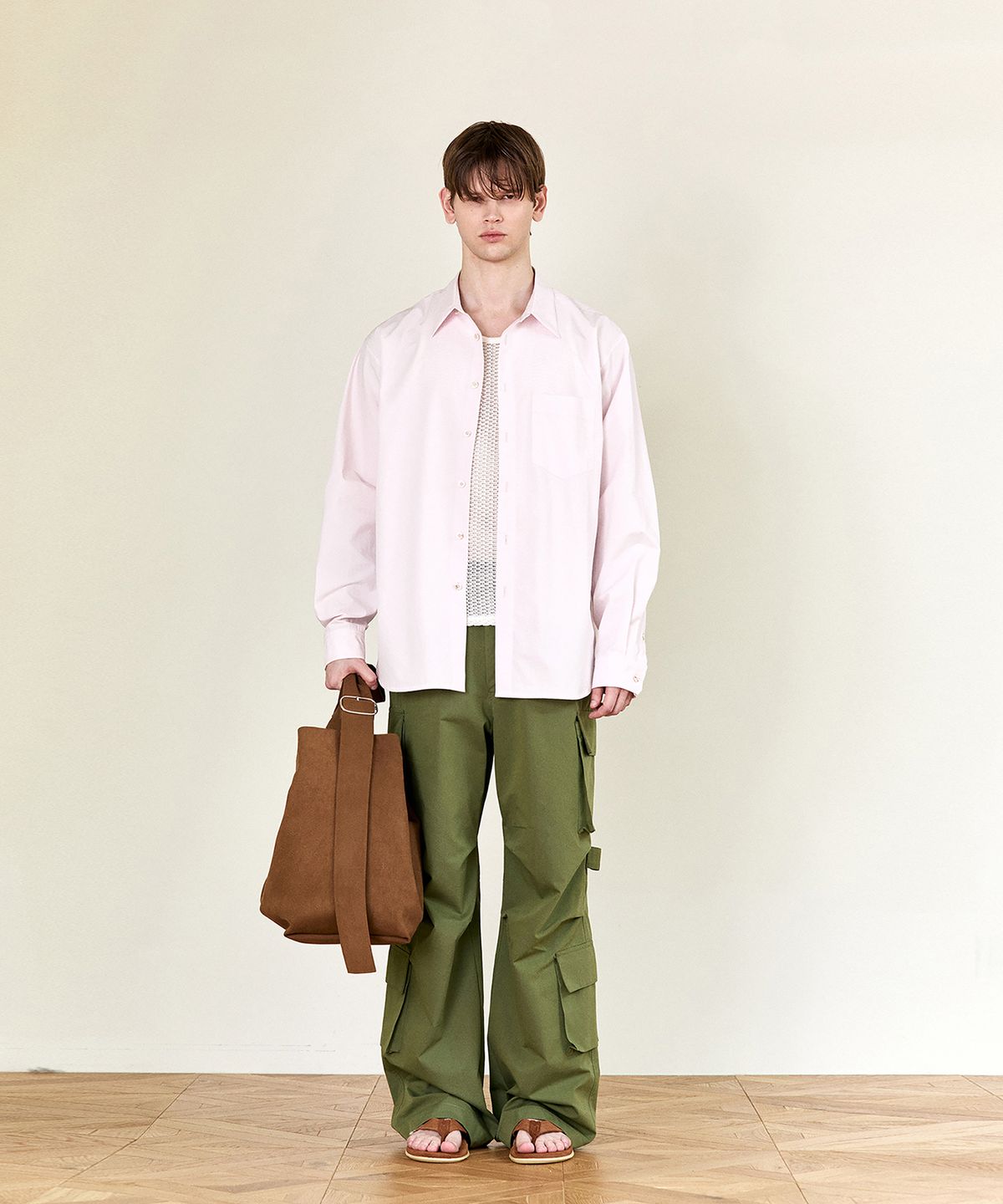 호이테(HEUTE) REGULAR COLLAR COTTON SHIRT (L/PINK)