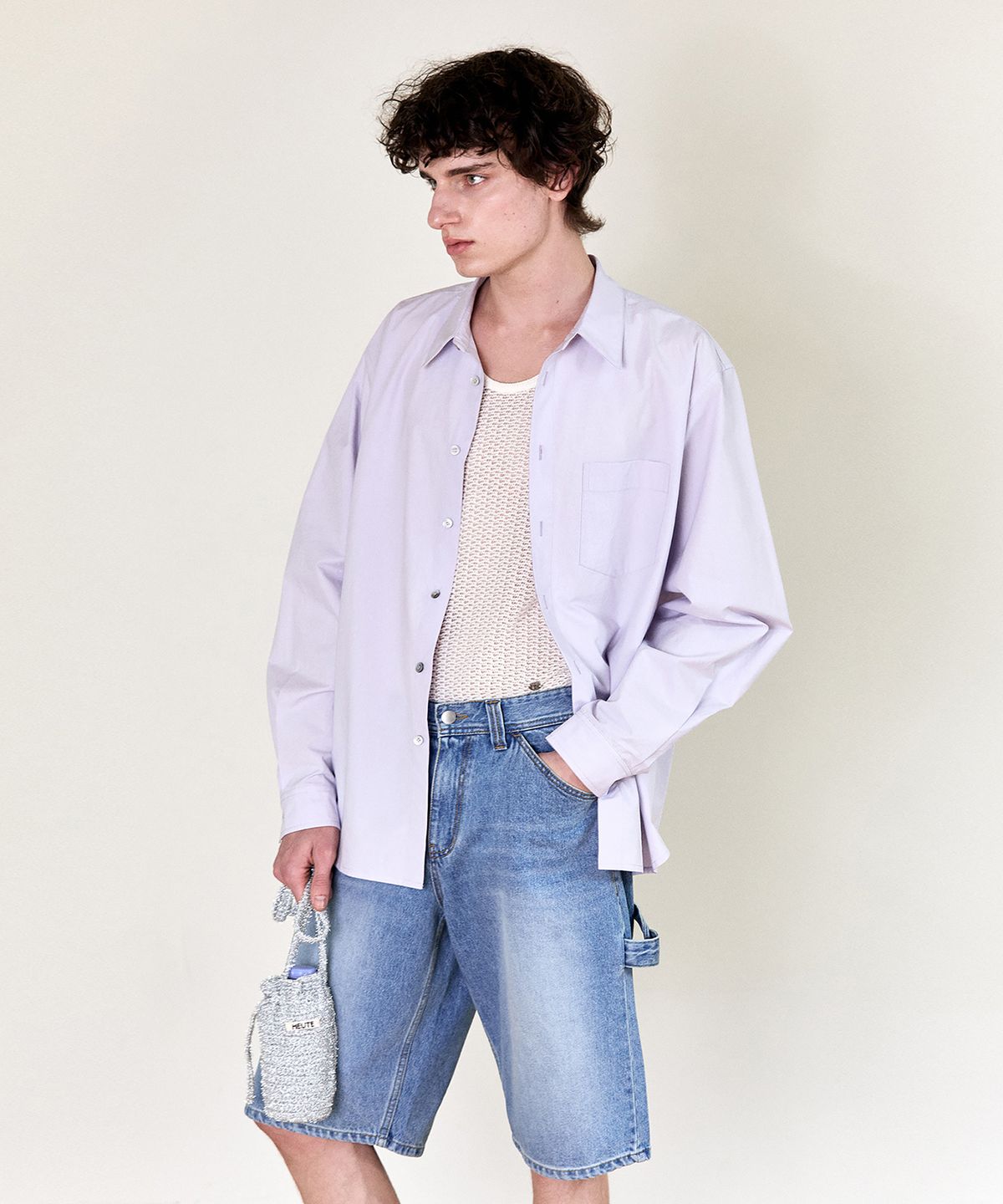 호이테(HEUTE) REGULAR COLLAR COTTON SHIRT (LAVENDER)