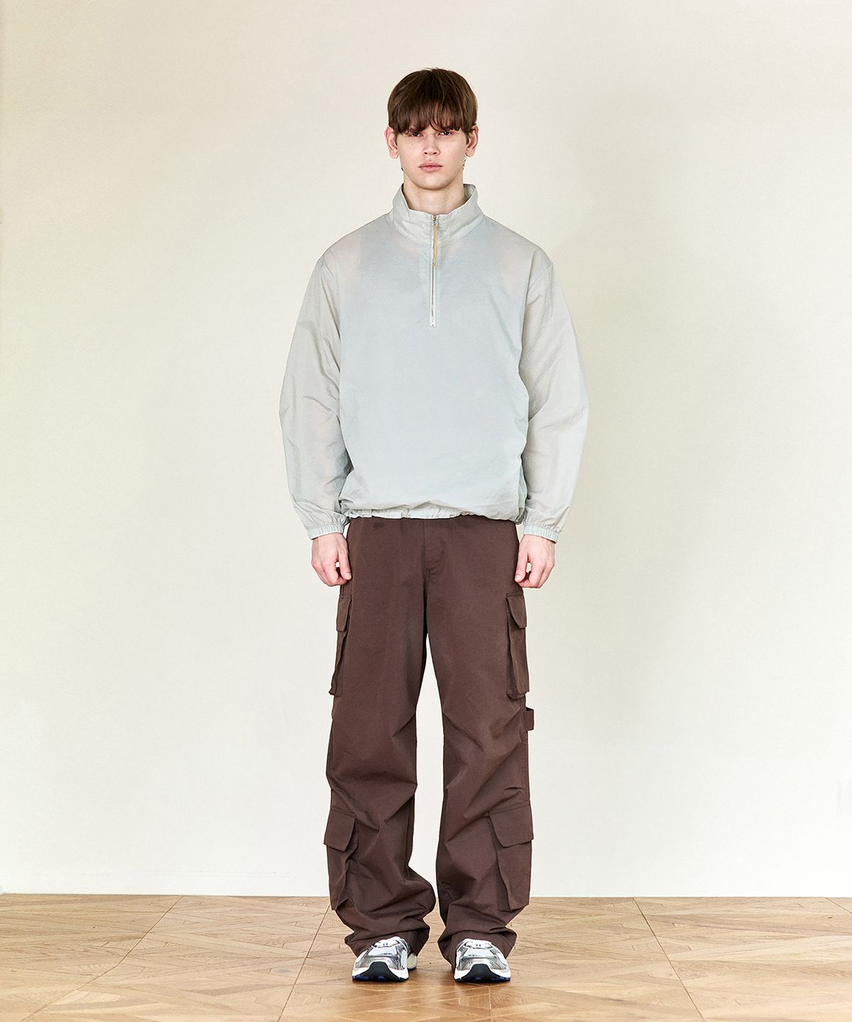 호이테(HEUTE) LOW SHIRRING HALF ZIP UP (GREY)
