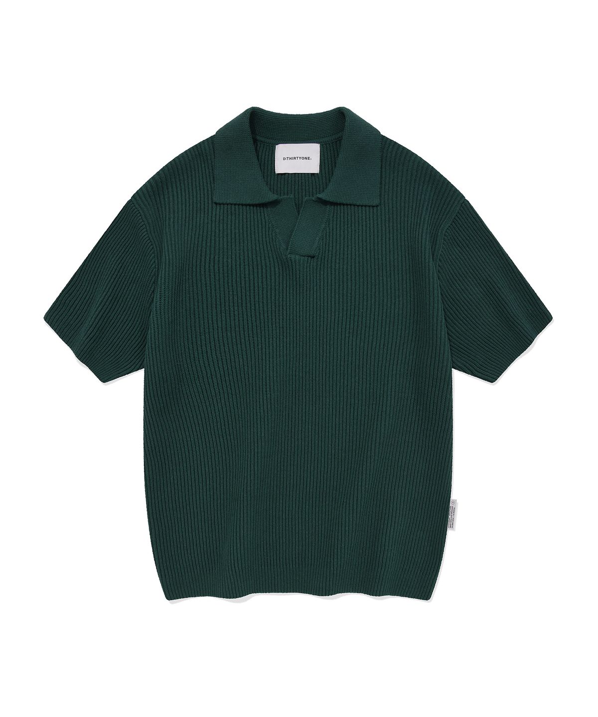 디써티원(DTHIRTYONE) Crochet Open Collar Sweater (DARK GREEN)