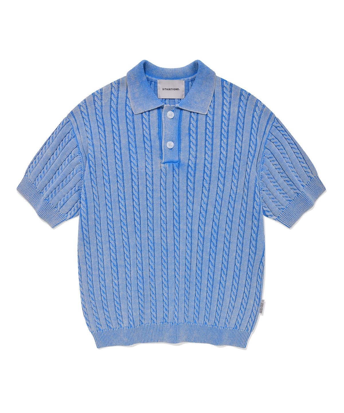 디써티원(DTHIRTYONE) Washed Cable Sweater (POWDER BLUE)
