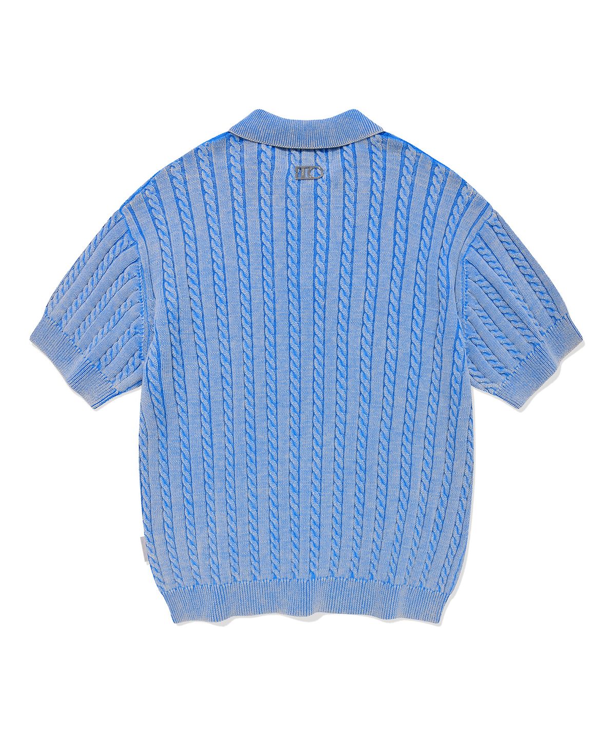 디써티원(DTHIRTYONE) Washed Cable Sweater (POWDER BLUE)