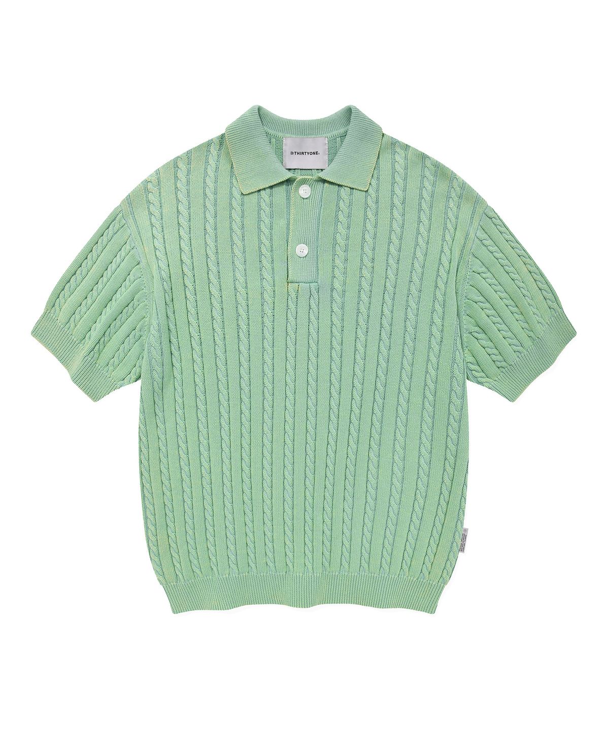디써티원(DTHIRTYONE) Washed Cable Sweater (PASTEL GREEN)