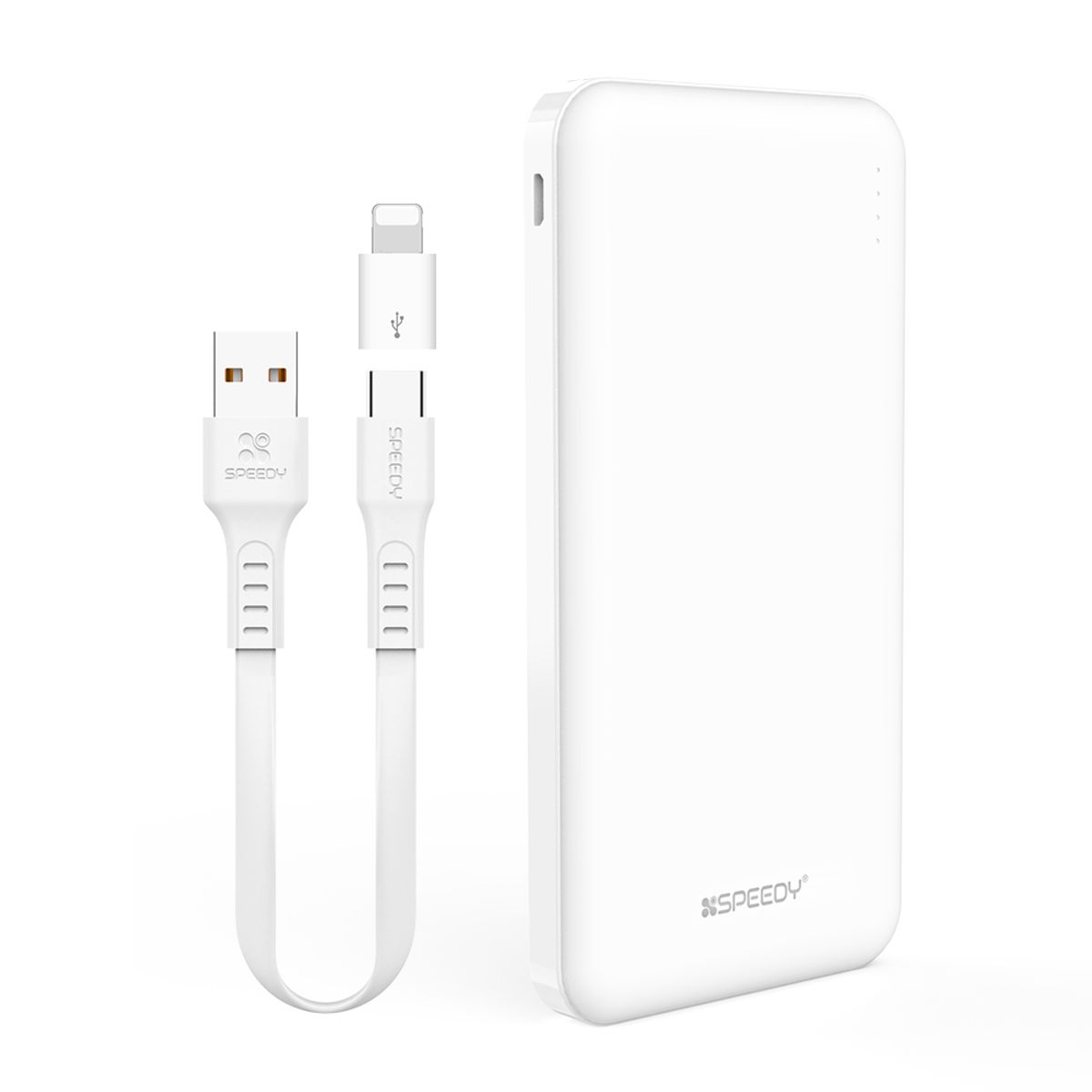 스피디(SPEEDY) 슬림듀얼 10000mAh 보조배터리 (C타입 케이블+8핀 젠더)