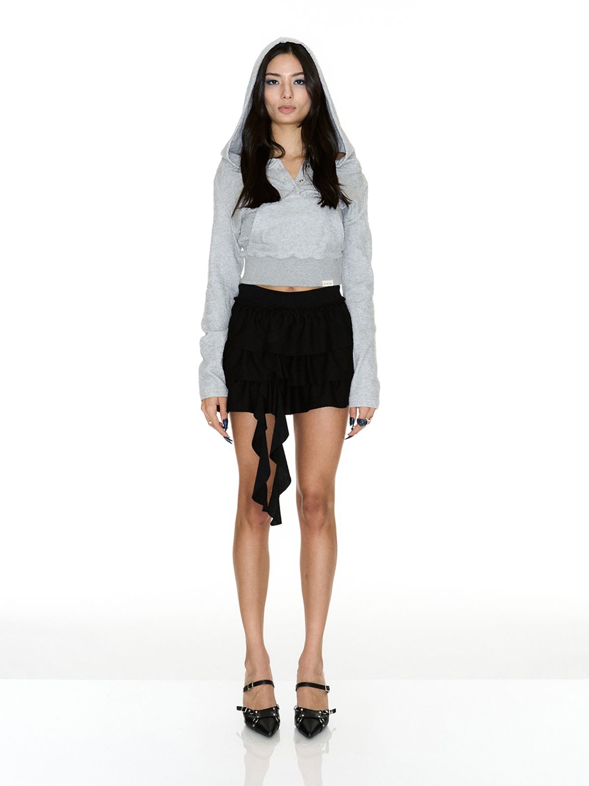 쎄쎄쎄(SETSETSET) THREE BUTTON HODDIE GREY
