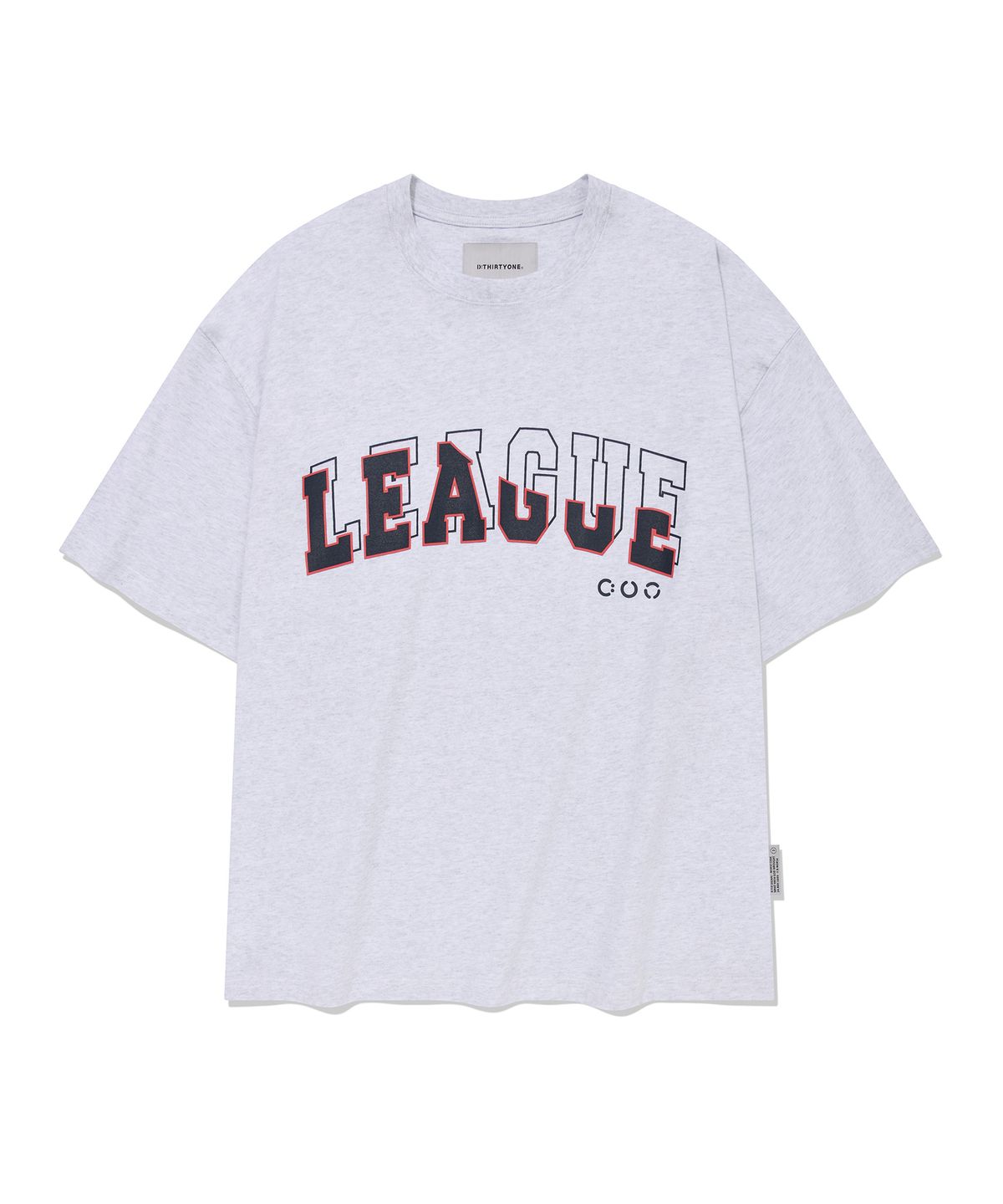 디써티원(DTHIRTYONE) League Overlay Print T-shirt (MELANGE GREY)