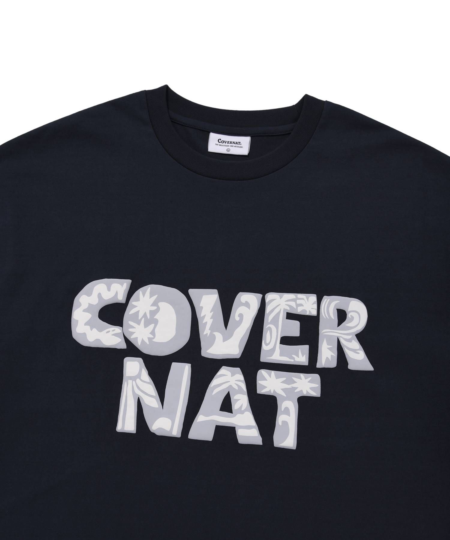MUSINSA公式 | COVERNAT Tropical Logo T-Shirt Navy
