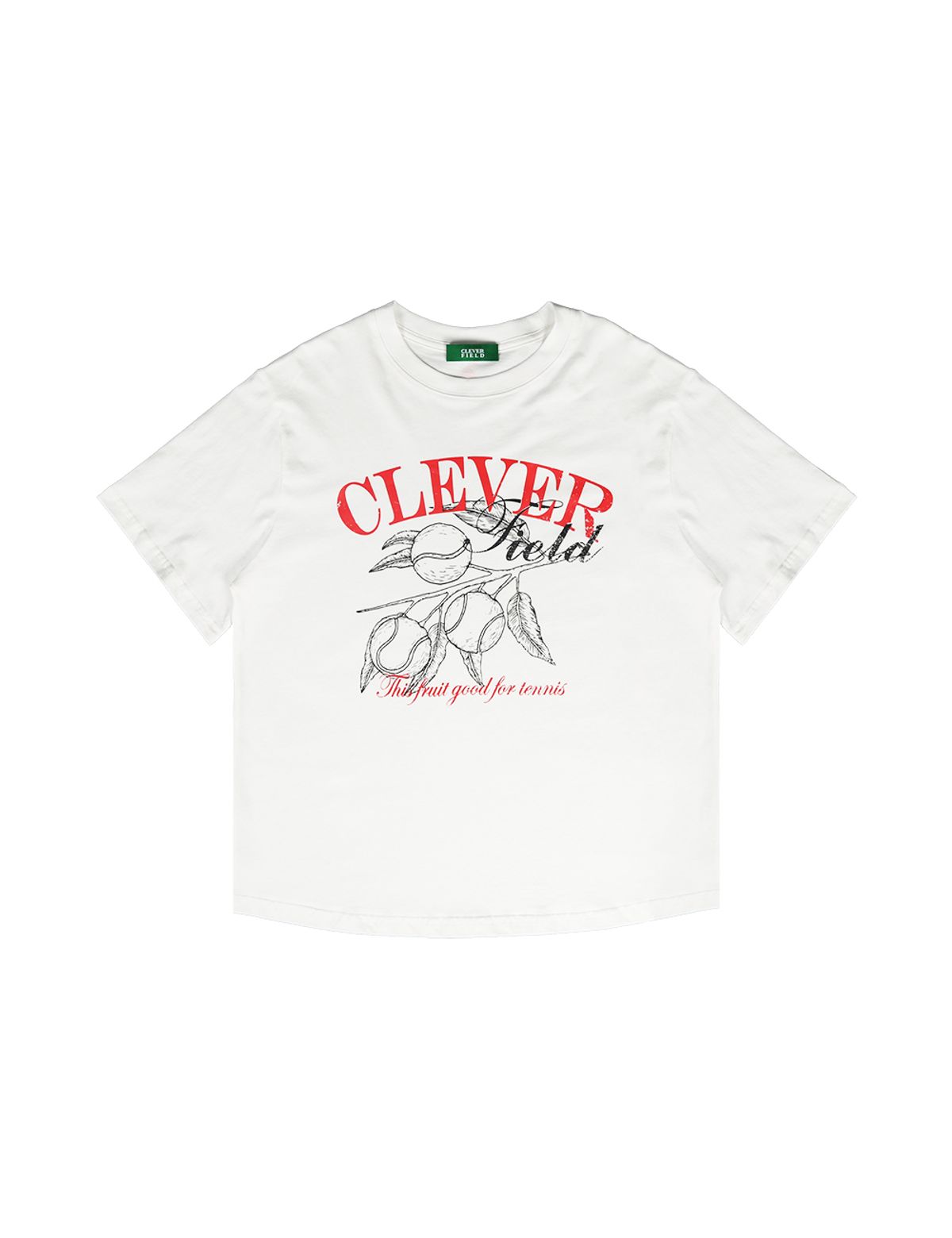 클레버필드(CLEVER FIELD) 과일 모티브 오버핏 여성 티셔츠_화이트