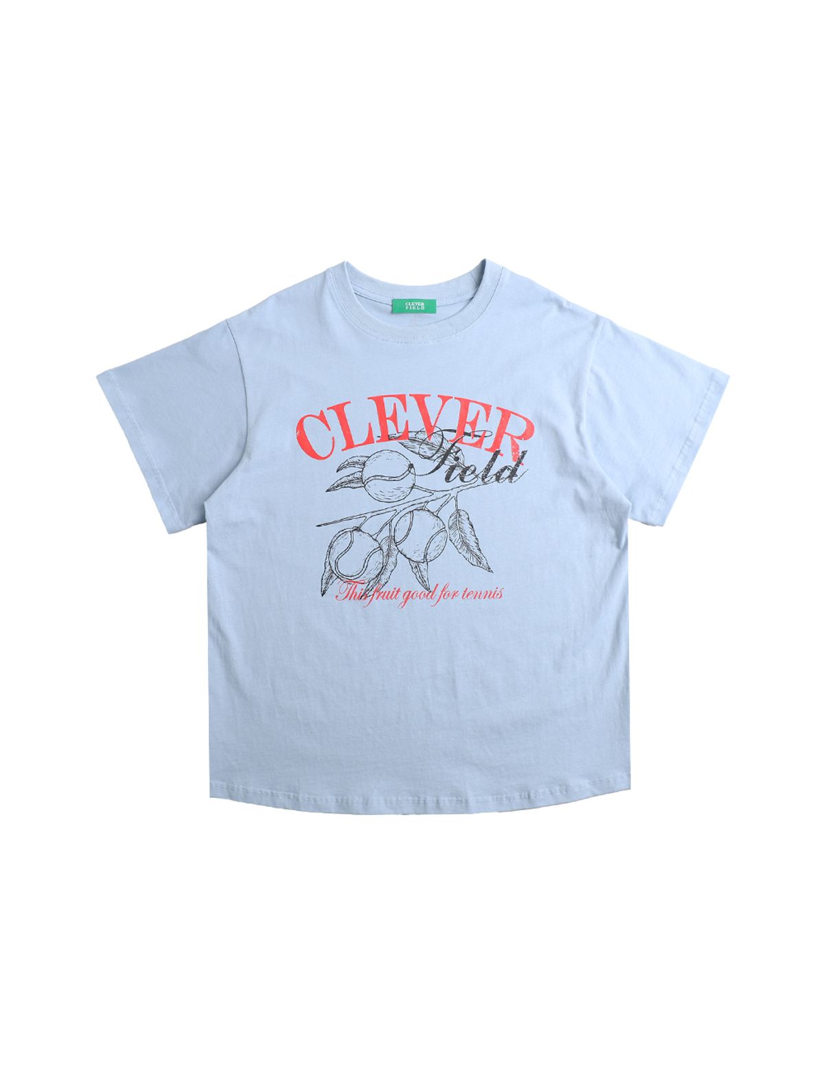 클레버필드(CLEVER FIELD) 과일 모티브 오버핏 여성 티셔츠_블루