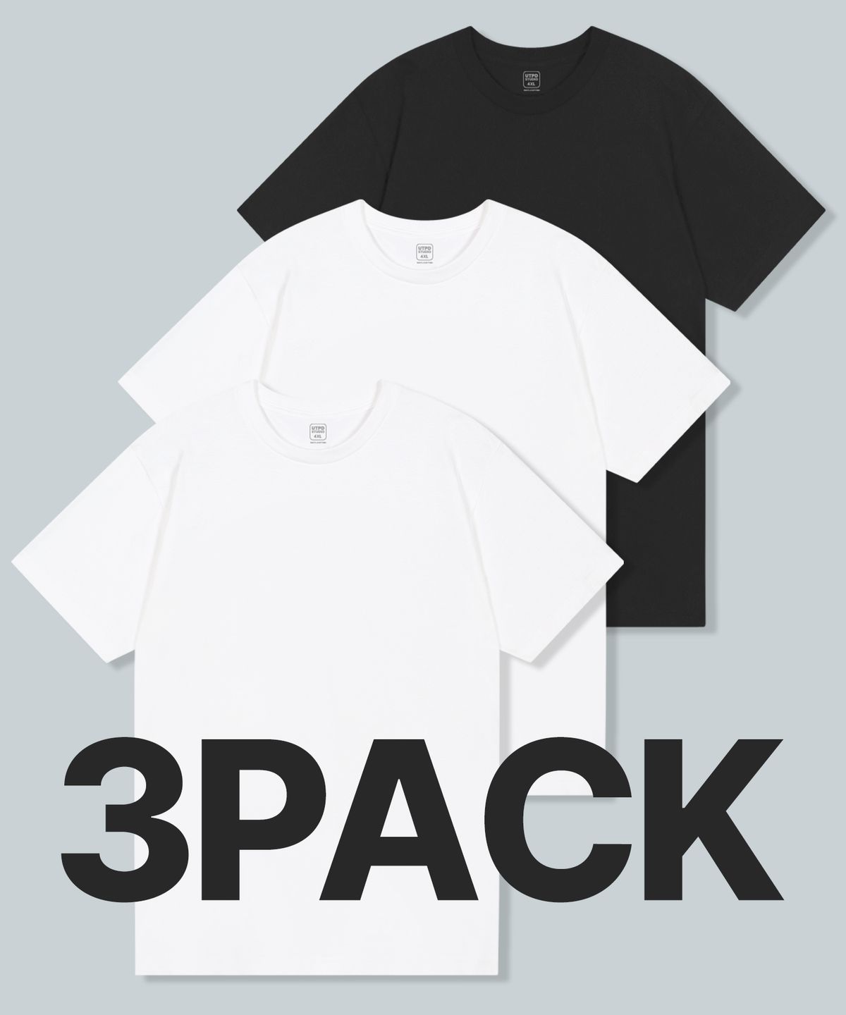 언탭트 스튜디오(UNTAPPED STUDIO) [3PACK]퓨어코튼 24수  롱기장 레이어드 무지 반팔 티셔츠