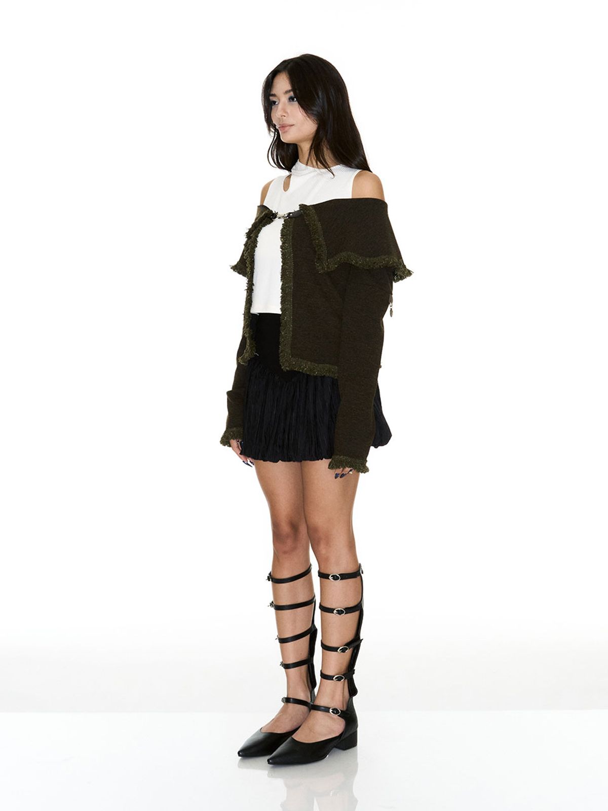 쎄쎄쎄(SETSETSET) TOT OFF-SHOULDER CARDIGAN KHAKI