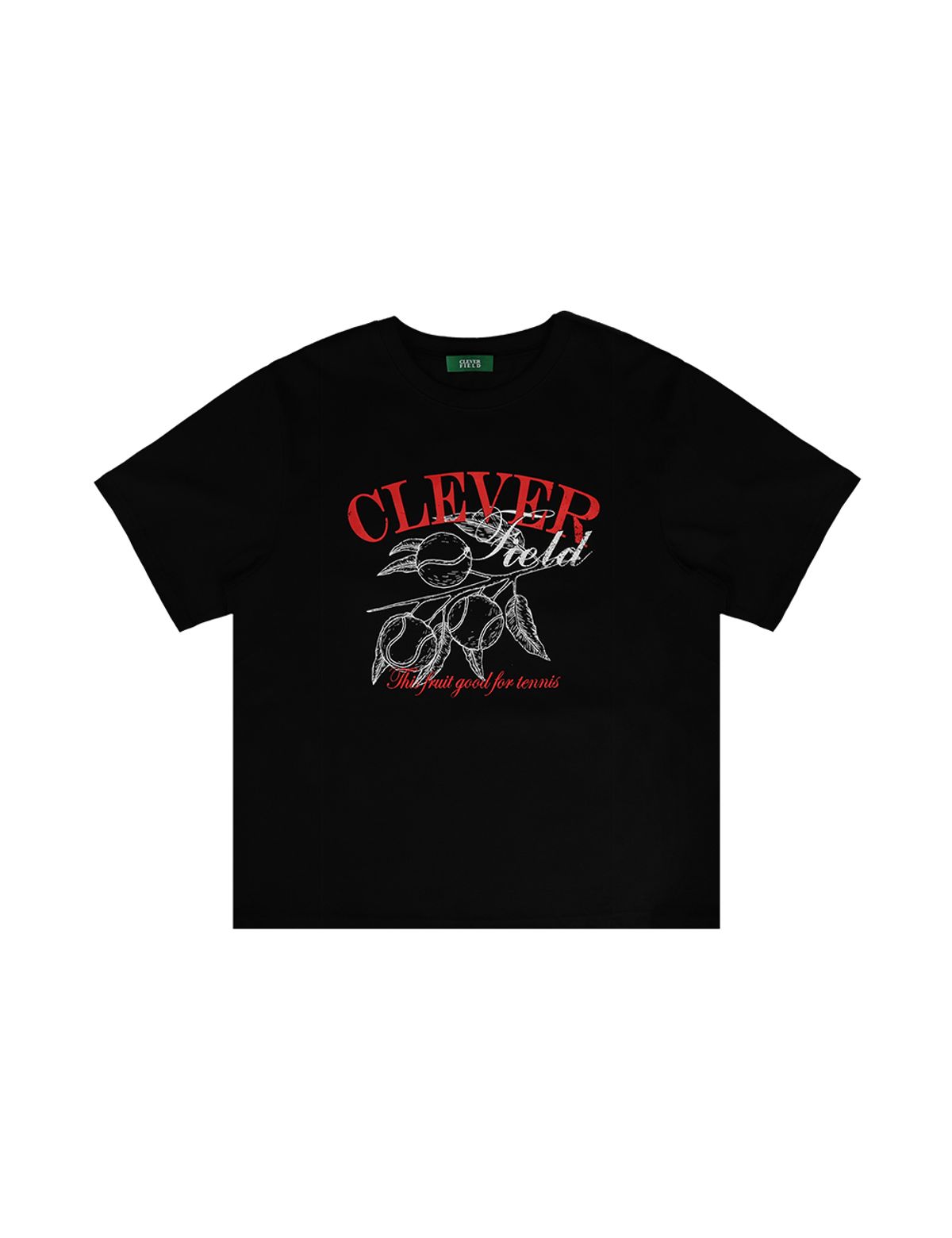 클레버필드(CLEVER FIELD) 과일 모티브 오버핏 MAN 티셔츠_블랙