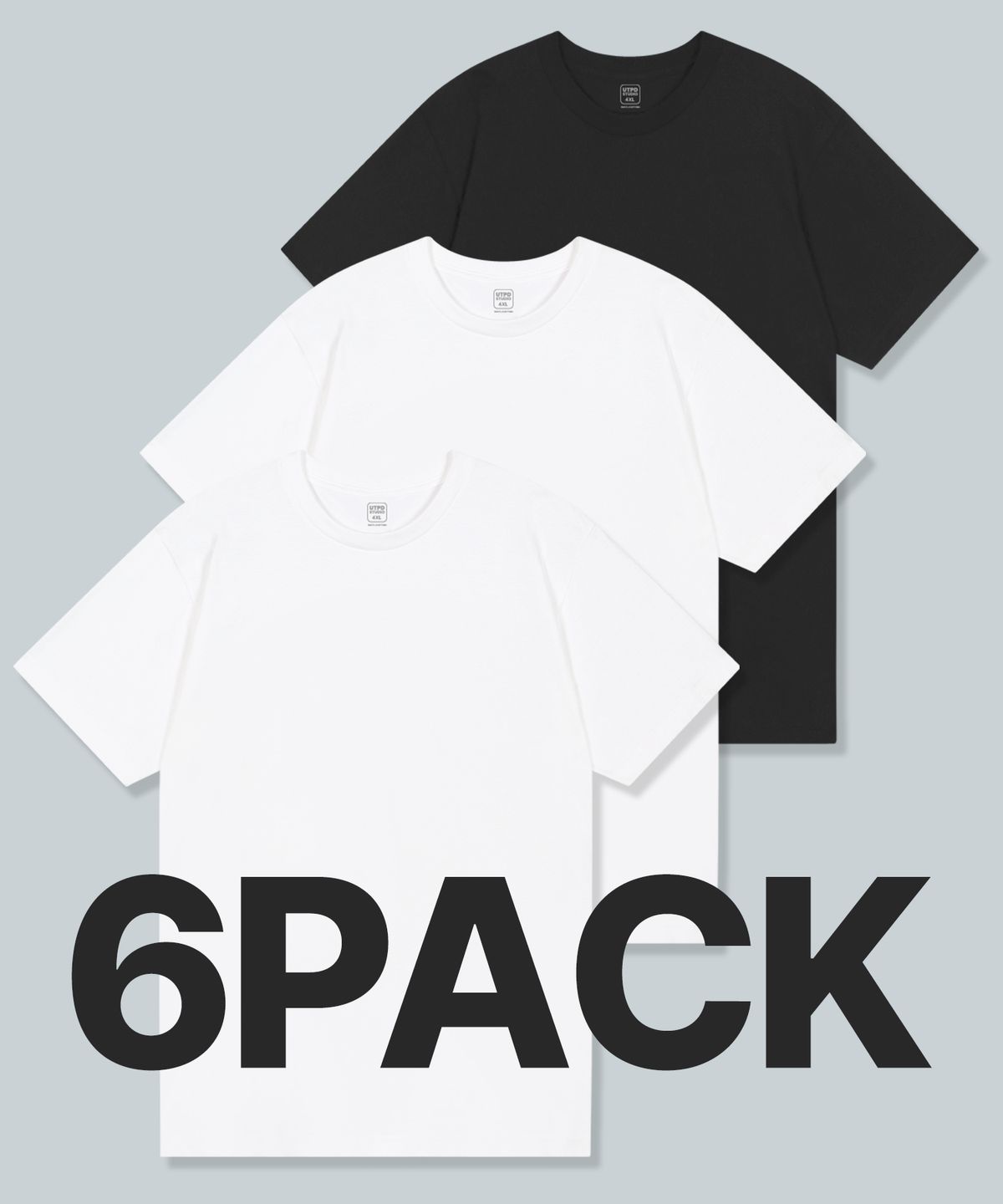 언탭트 스튜디오(UNTAPPED STUDIO) [6PACK]퓨어코튼 24수  롱기장 레이어드 반팔 티셔츠