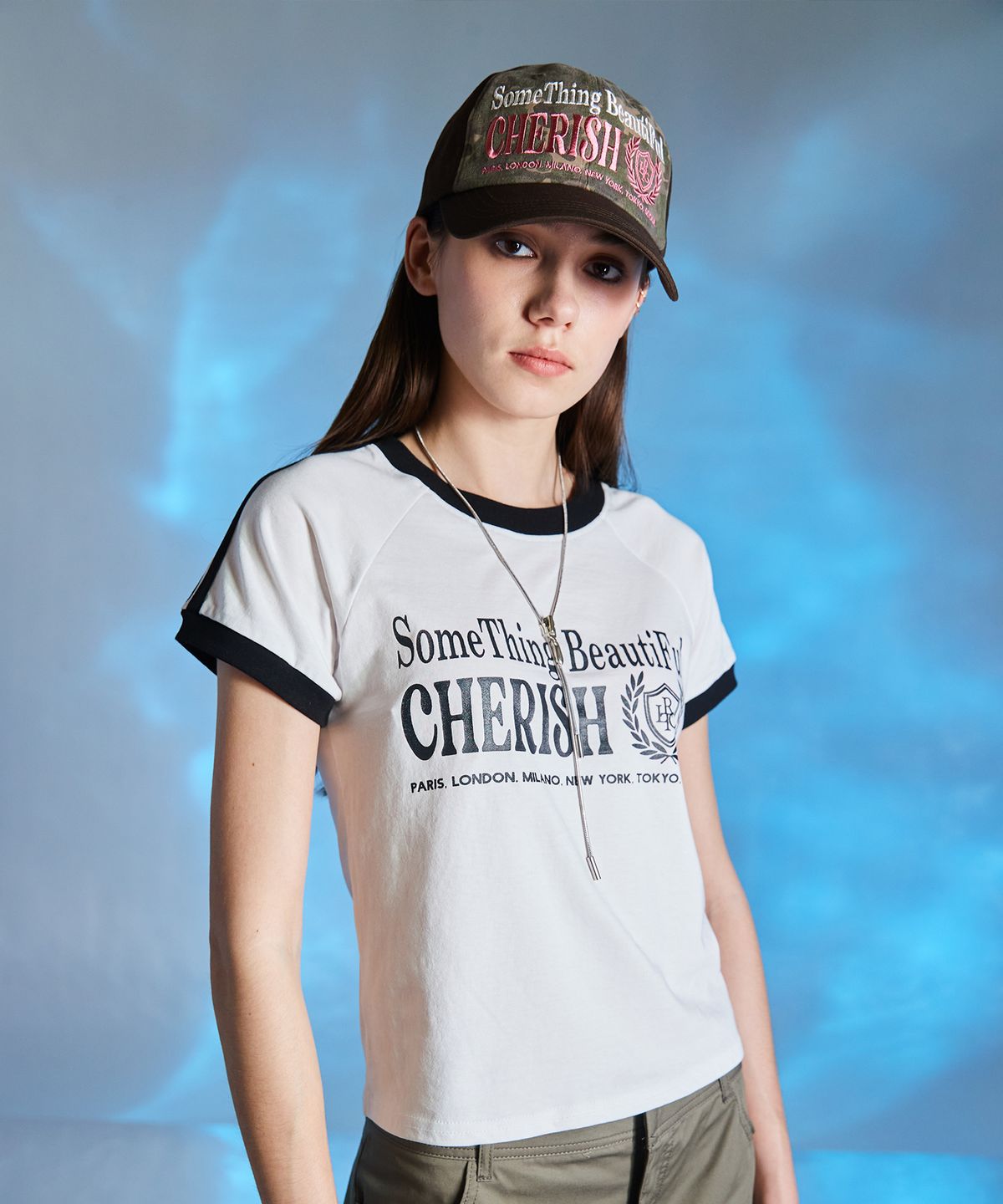 라티젠(LARTIGENT) L10 CHERISH TRACK T-SHIRT(WHITE)