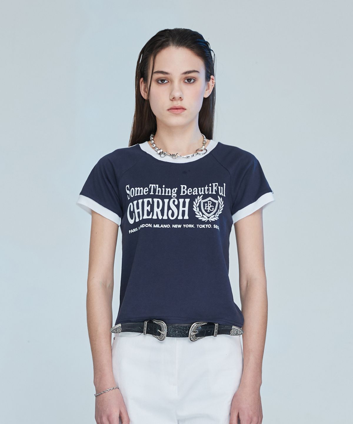 라티젠(LARTIGENT) L10 CHERISH TRACK T-SHIRT(NAVY)