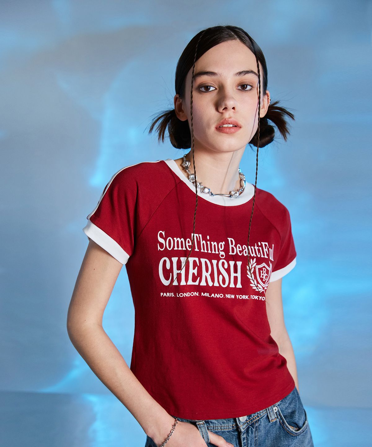 라티젠(LARTIGENT) L10 CHERISH TRACK T-SHIRT(RED)