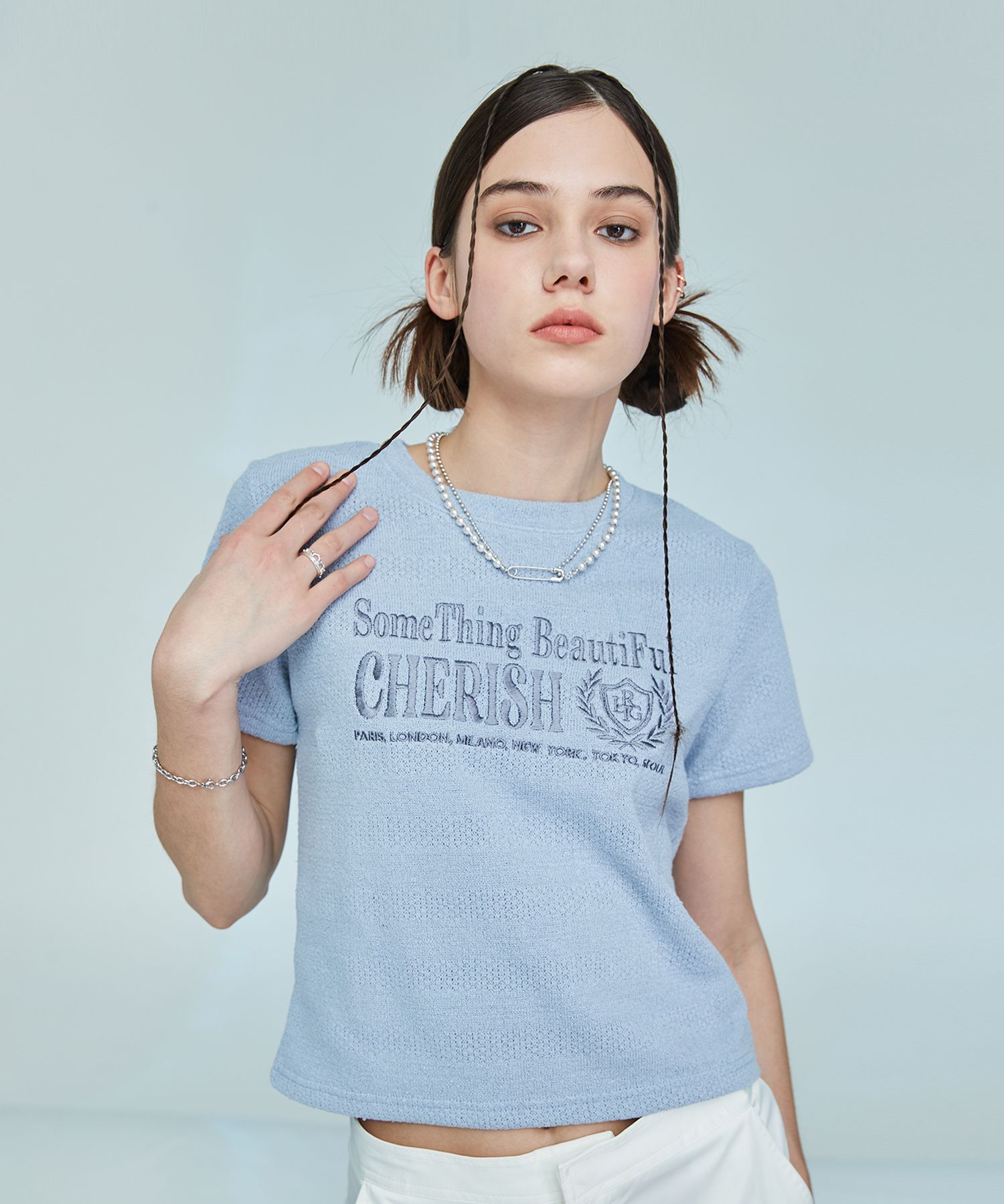 MUSINSA | LARTIGENT L10 CHERISH TERRY T-SHIRT(LIGHT BLUE)