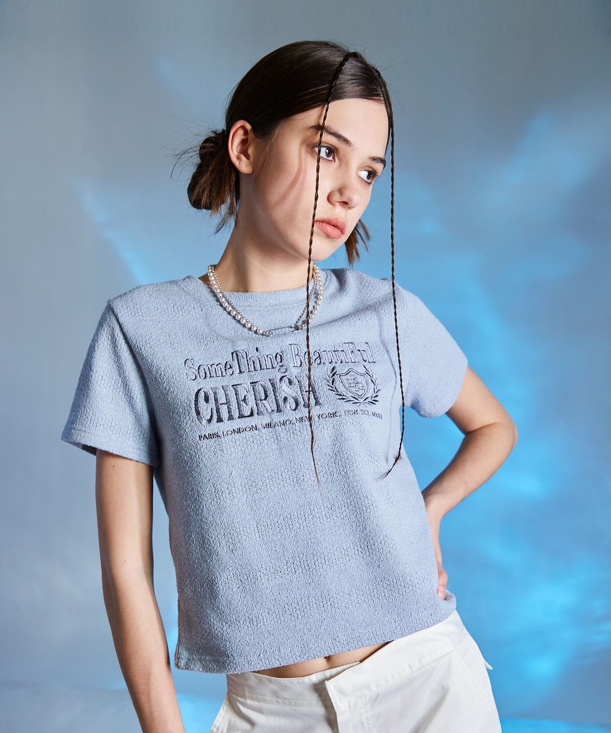 라티젠(LARTIGENT) L10 CHERISH TERRY T-SHIRT(LIGHT BLUE)