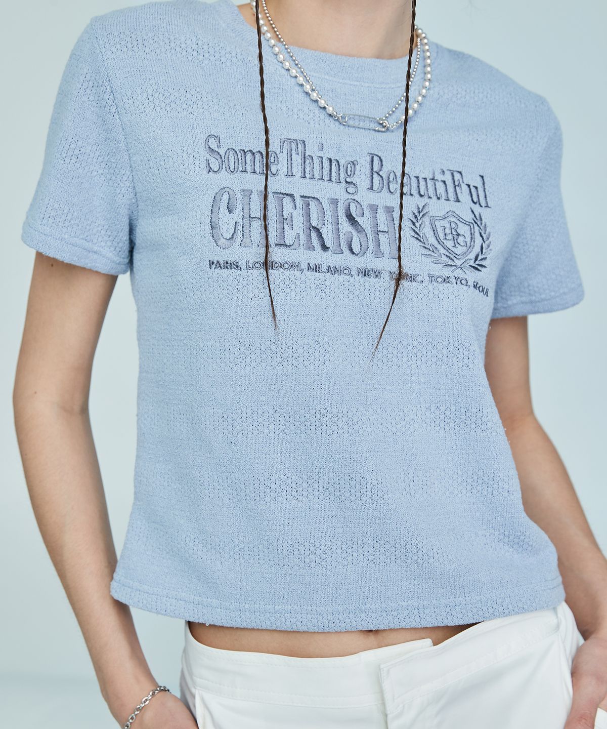 라티젠(LARTIGENT) L10 CHERISH TERRY T-SHIRT(LIGHT BLUE)