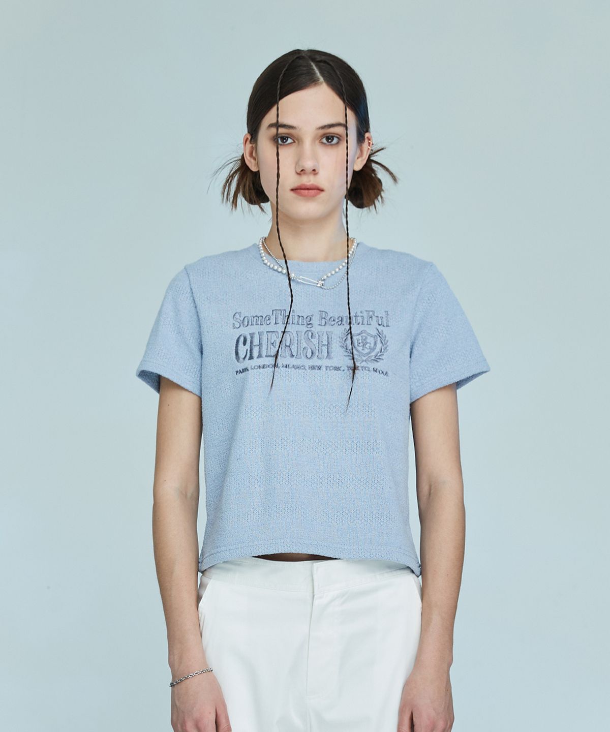 라티젠(LARTIGENT) L10 CHERISH TERRY T-SHIRT(LIGHT BLUE)
