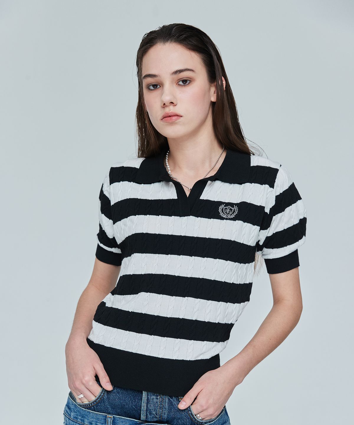 라티젠(LARTIGENT) L10 STRIPE PUFF KNIT(BLACK)