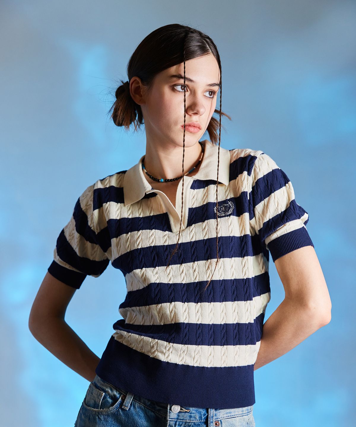 라티젠(LARTIGENT) L10 STRIPE PUFF KNIT(NAVY)