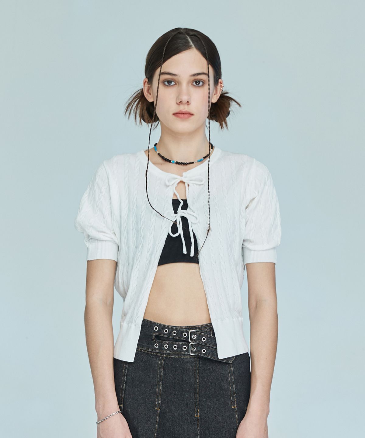 라티젠(LARTIGENT) L10 RIBBON CARDIGAN(WHITE)