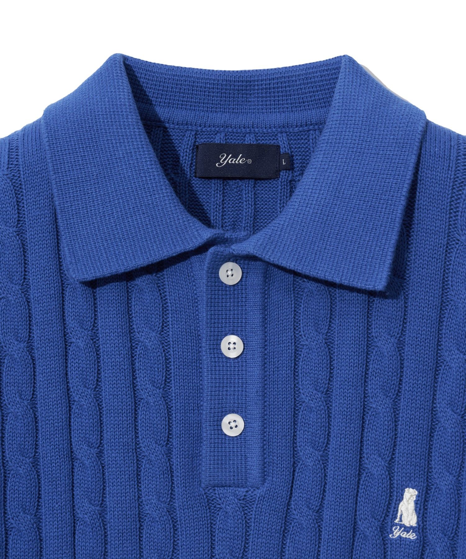 ☆YALE☆ HERITAGE DAN CABLE SHORTSLEEVE POLO KNIT IVORY YEM1 MUSINSA | YALE Heritage Dan Cable Short Sleeve Round Knit Ivory