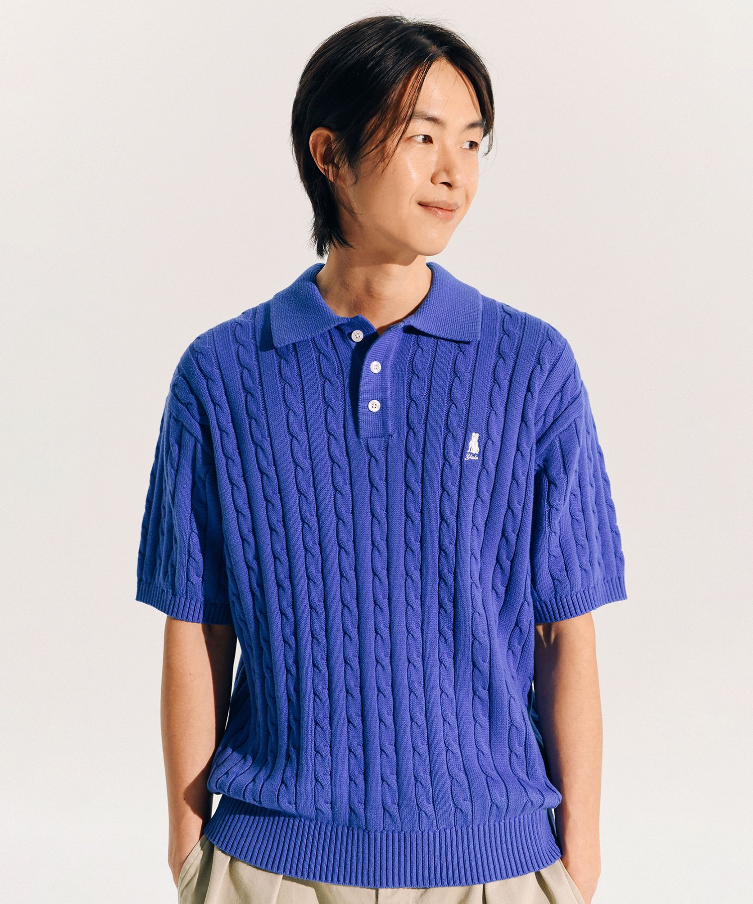 MUSINSA | YALE Heritage Dan Short Sleeve Polo Knit Royal Blue