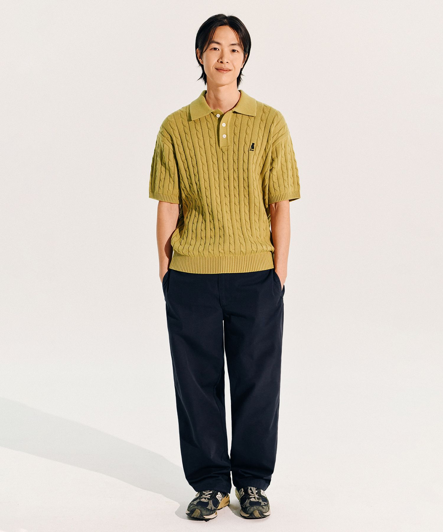 ☆YALE☆ HERITAGE DAN CABLE SHORTSLEEVE POLO KNIT  BLUE MUSINSA | YALE Heritage Dan Short Sleeve Polo Knit Royal Blue