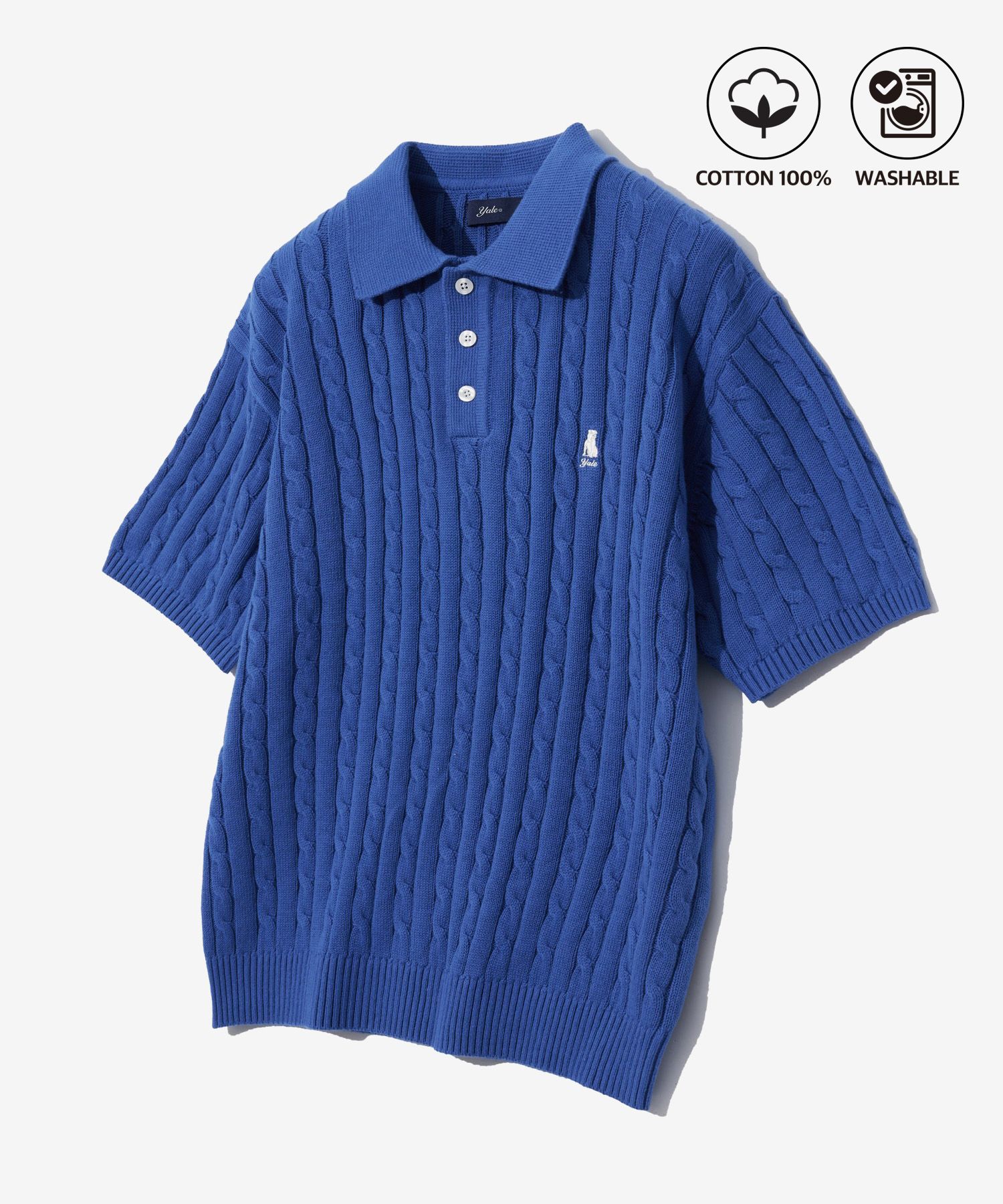 MUSINSA | YALE Heritage Dan Short Sleeve Polo Knit Royal Blue