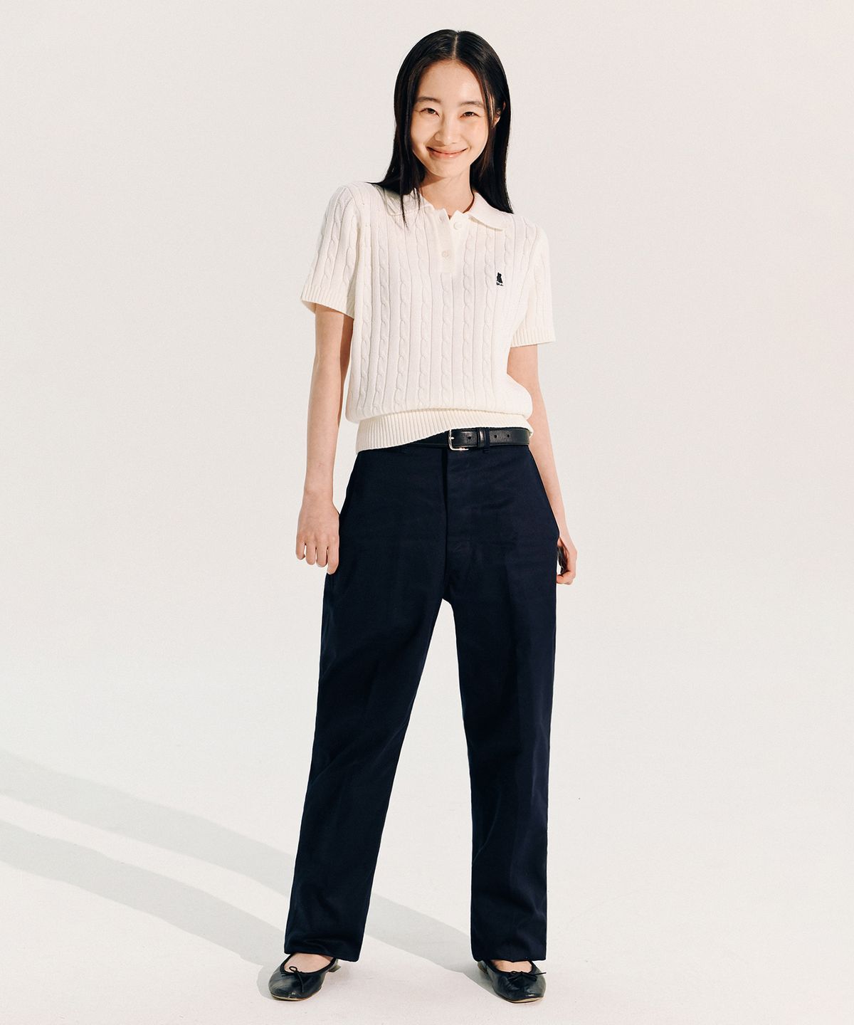 예일(YALE) 우먼즈 헤리티지 댄 케이블 반팔 폴로 니트 라이트 핑크