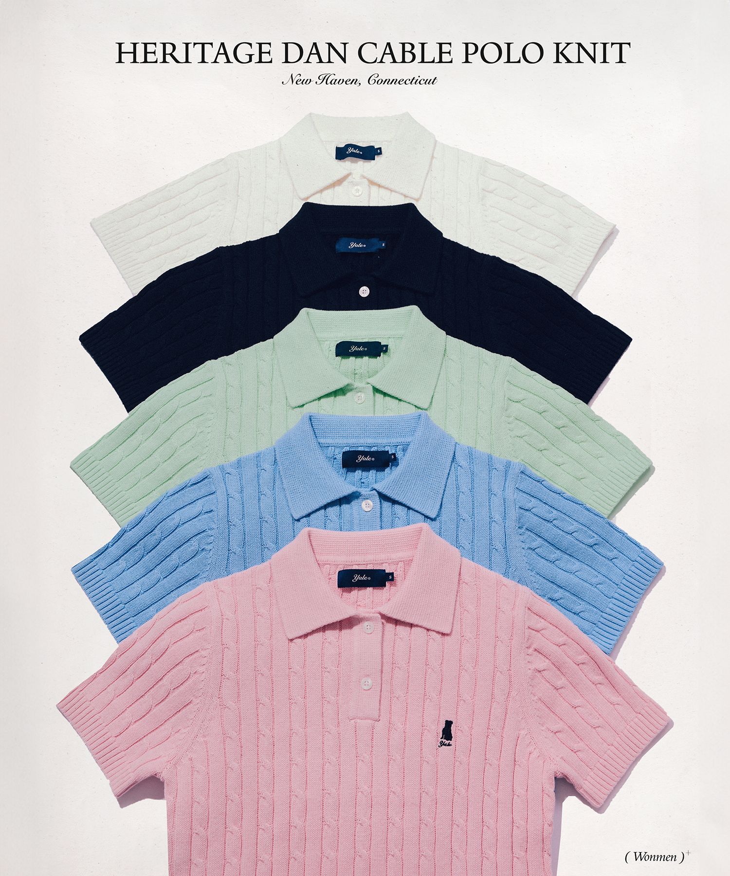 ☆YALE☆ WOMENS HERITAGE DAN CABLE SHORTSLEEVE POLO KNIT LIG MUSINSA | YALE Women's Heritage Dan Cable Short Sleeve Polo