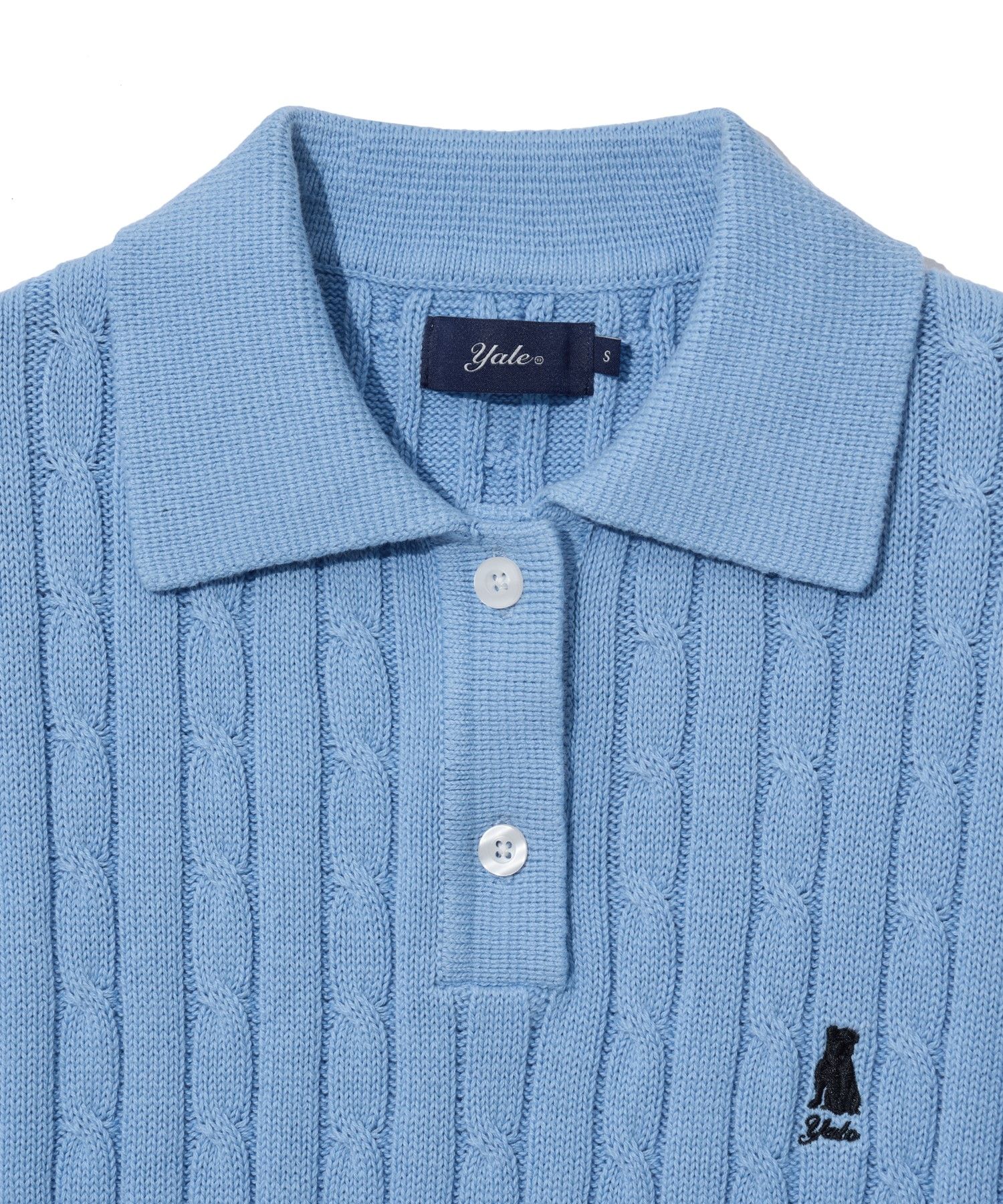 ☆YALE☆ HERITAGE DAN CABLE SHORTSLEEVE POLO KNIT IVORY YEM1 MUSINSA | YALE WOMENS HERITAGE DAN CABLE SHORT-SLEEVE POLO