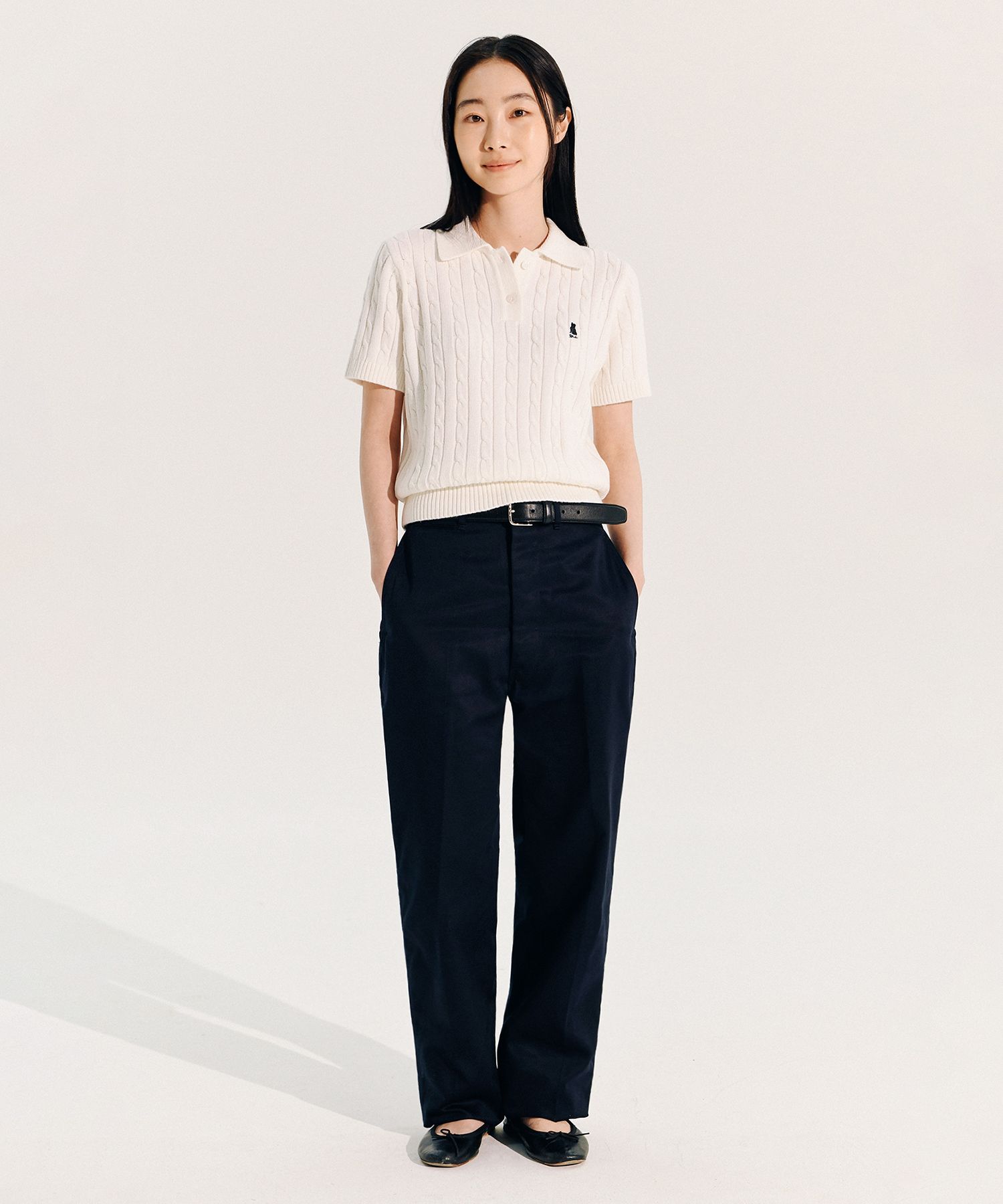 ☆YALE☆ WOMENS HERITAGE DAN CABLE SHORTSLEEVE POLO KNIT LIG MUSINSA | YALE Women's Heritage Dan Cable Short Sleeve Polo