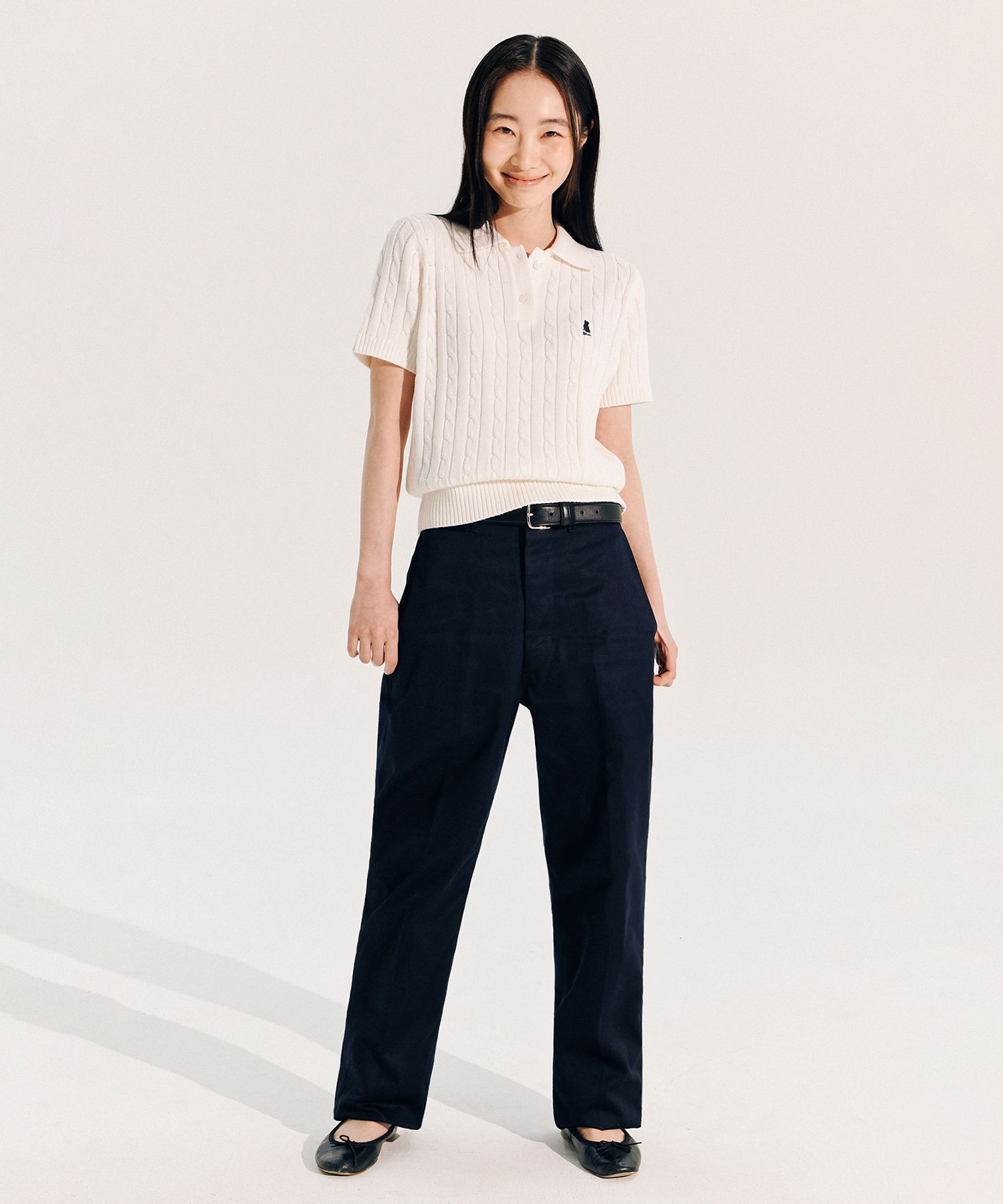 ☆YALE☆ WOMENS HERITAGE DAN CABLE SHORTSLEEVE POLO KNIT SKY MUSINSA | YALE Women's Heritage Dan Cable Short Sleeve Polo