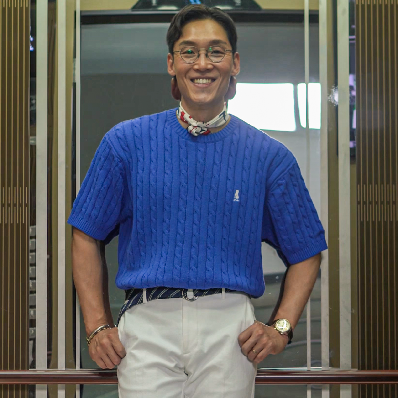 MUSINSA | YALE Heritage Dan Cable Short Sleeve Round Knit